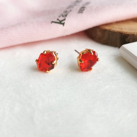 Kate Spade Treasure Trove Gold Stud Earrings Pink Sand - Picture 2 of 3